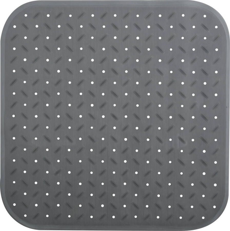 MSV Douche bad anti-slip mat badkamer rubber grijs 54 x 54 cm met zuignappen