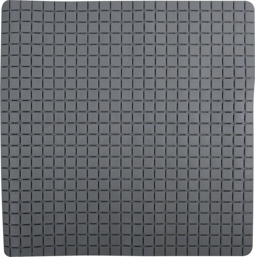 MSV Douche bad anti-slip mat badkamer rubber grijs 54 x 54 cm met zuignappen