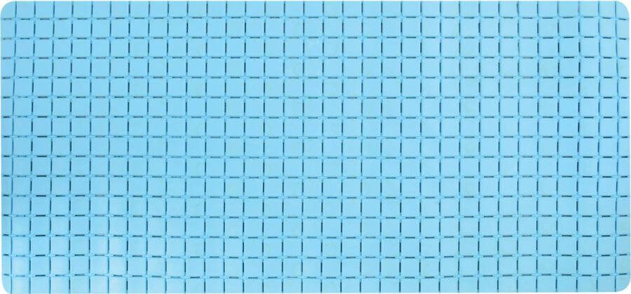 MSV Douche bad anti-slip mat badkamer rubber lichtblauw 76 x 36 cm met zuignappen
