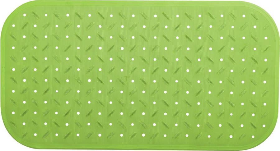 MSV Douche bad anti-slip mat badkamer rubber limegroen 36 x 65 cm met zuignappen