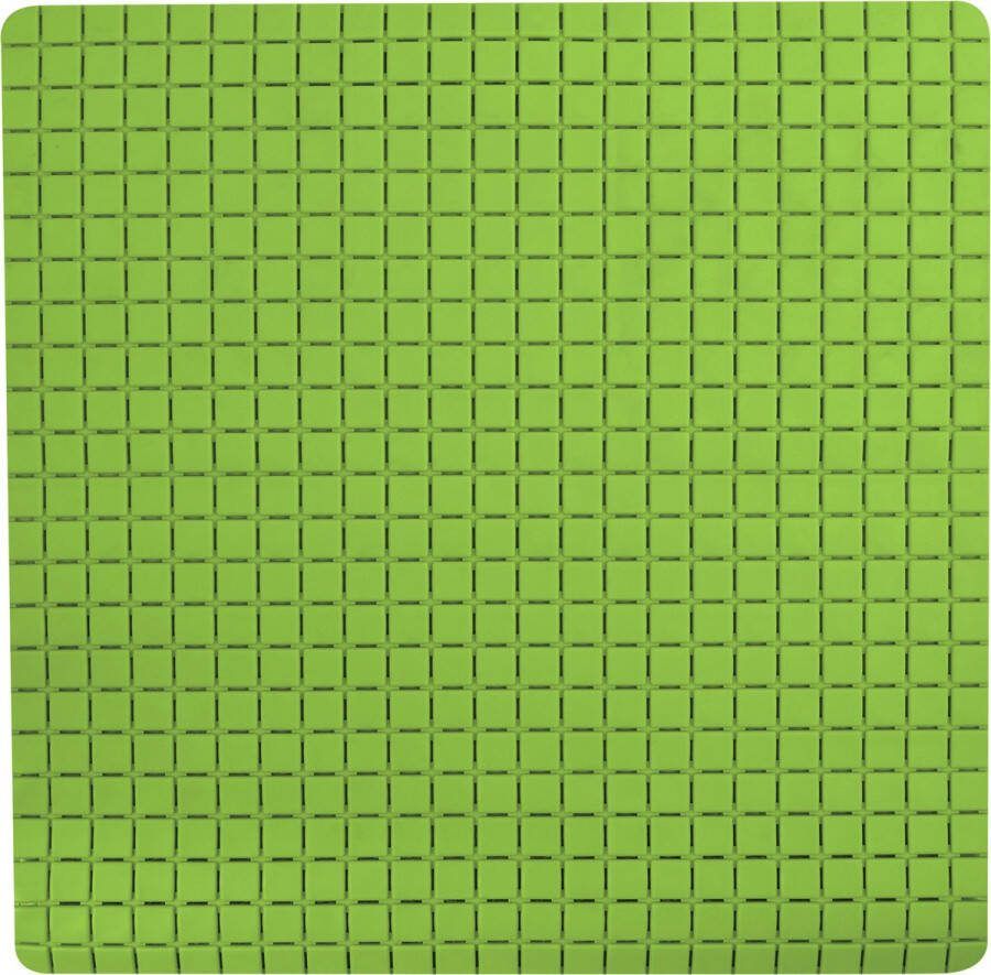 MSV Douche bad anti-slip mat badkamer rubber limegroen 54 x 54 cm met zuignappen