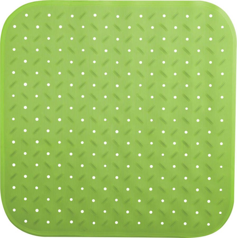 MSV Douche bad anti-slip mat badkamer rubber limegroen 54 x 54 cm met zuignappen