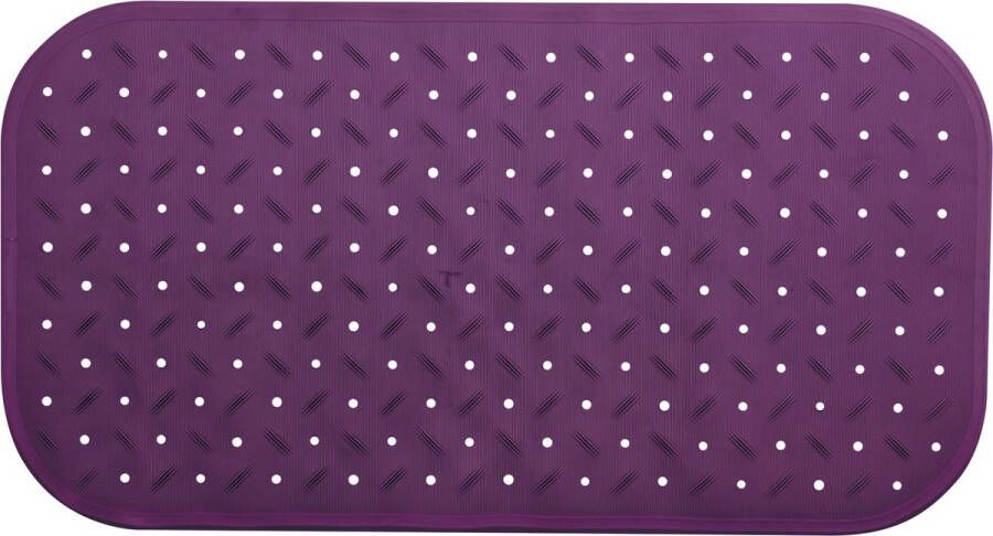 MSV Douche bad anti-slip mat badkamer rubber paars 36 x 65 cm met zuignappen