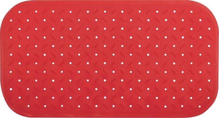 MSV Douche bad anti-slip mat badkamer rubber rood 36 x 65 cm met zuignappen