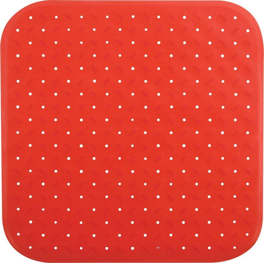 MSV Douche bad anti-slip mat badkamer rubber rood 54 x 54 cm met zuignappen