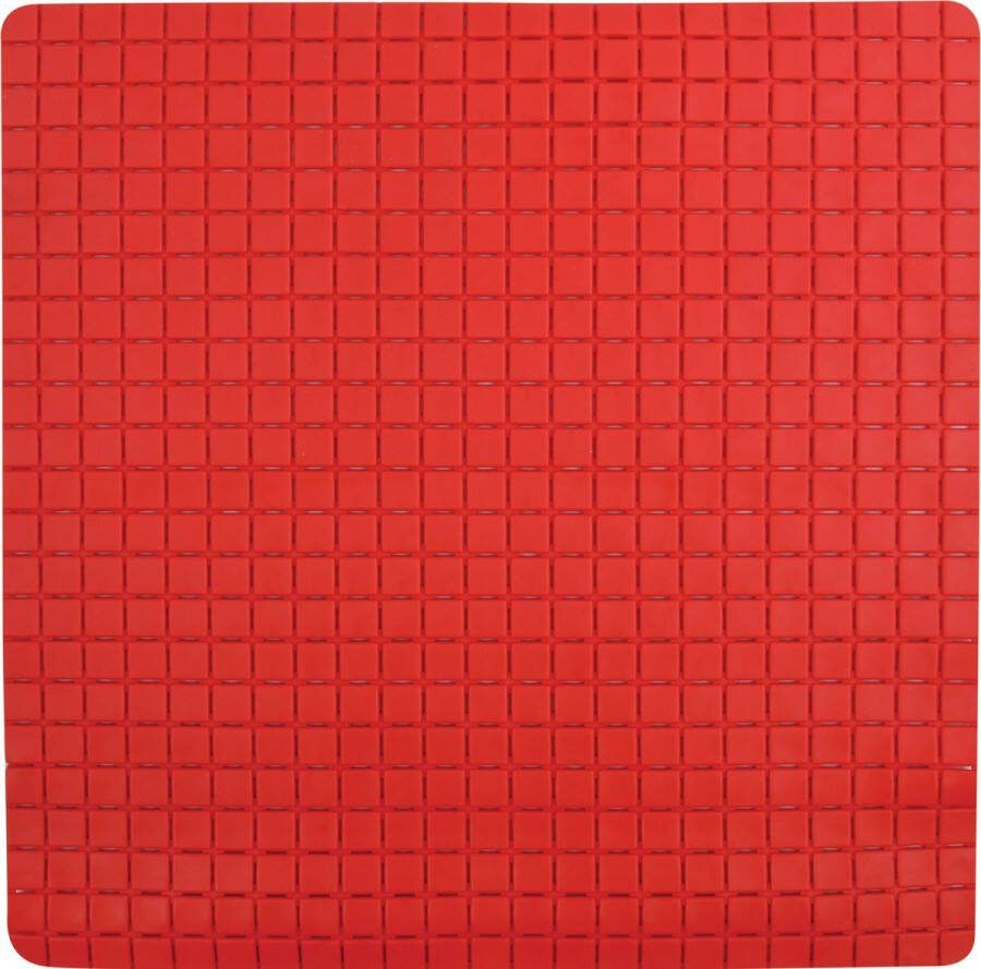MSV Douche bad anti-slip mat badkamer rubber rood 54 x 54 cm met zuignappen