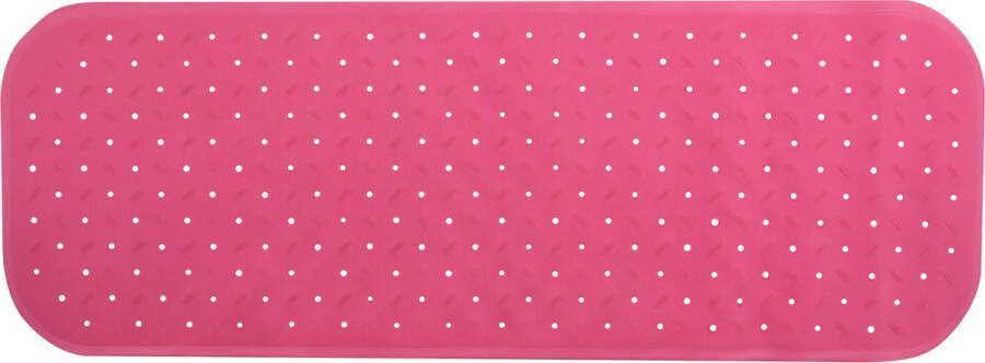 MSV Douche bad anti-slip mat badkamer rubber roze 36 x 97 cm met zuignappen extra lang formaat