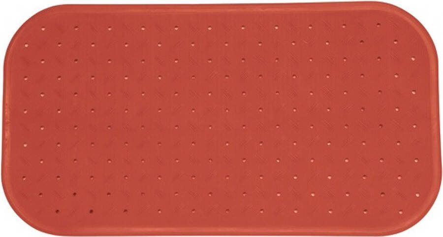 MSV Douche bad anti-slip mat badkamer rubber terracotta 36 x 65 cm met zuignappen