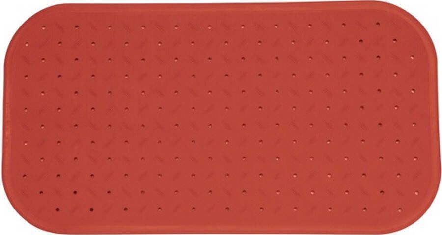 MSV Douche bad anti-slip mat badkamer rubber terracotta 36 x 97 cm met zuignappen extra lang formaat