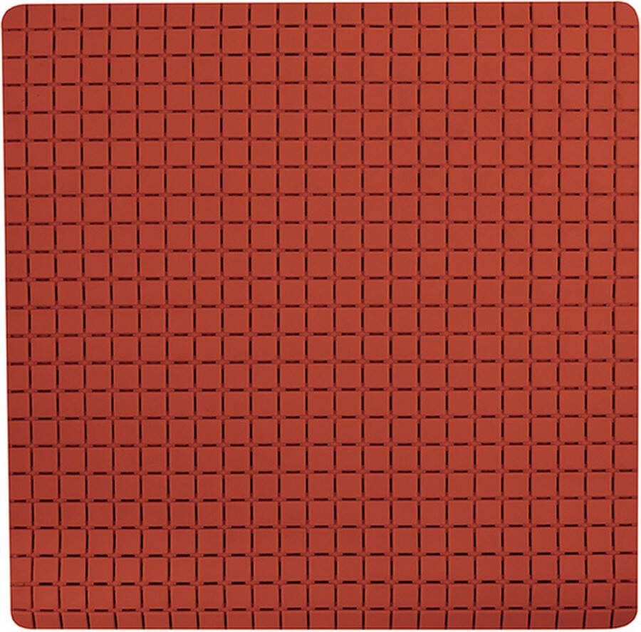 MSV Douche bad anti-slip mat badkamer rubber terracotta 54 x 54 cm met zuignappen