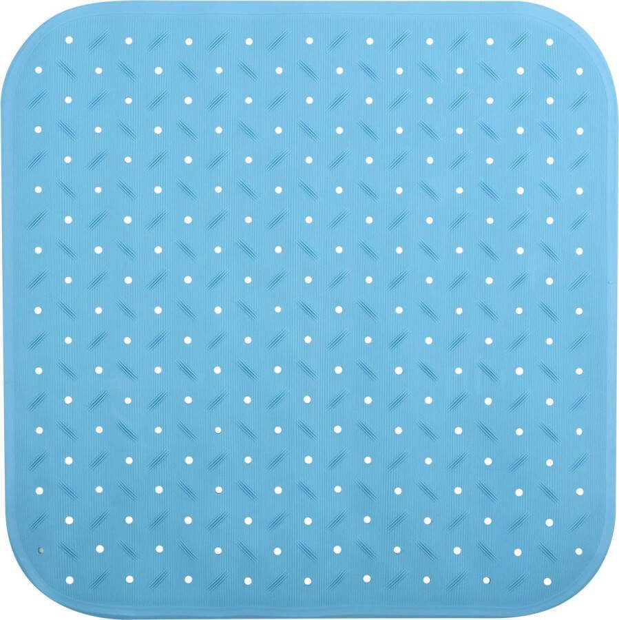 MSV Douche bad anti-slip mat badkamer rubber turquoise 54 x 54 cm met zuignappen