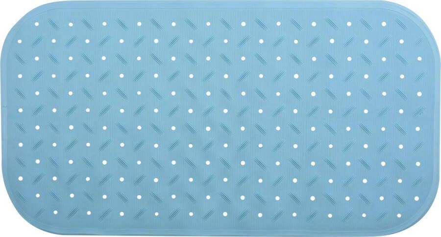 MSV Douche bad anti-slip mat badkamer rubber turquoise blauw 36 x 76 cm met zuignappen