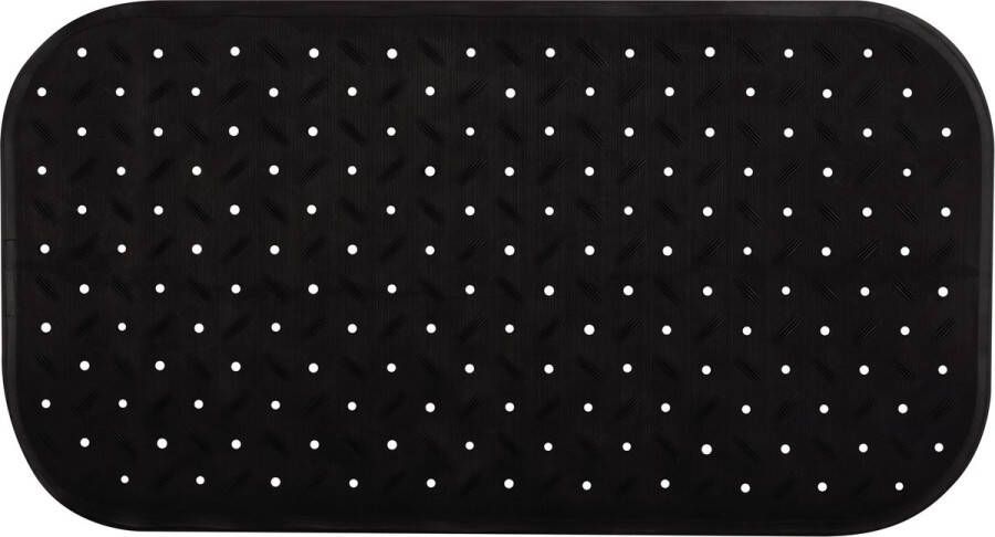 MSV Douche bad anti-slip mat badkamer rubber zwart 36 x 76 cm met zuignappen