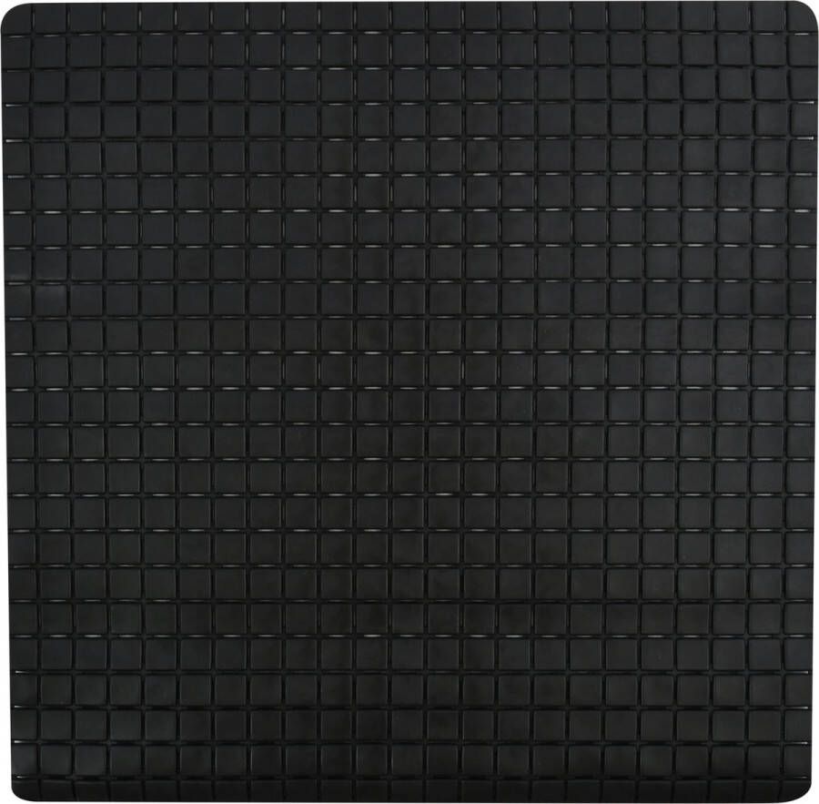 MSV Douche bad anti-slip mat badkamer rubber zwart 54 x 54 cm met zuignappen
