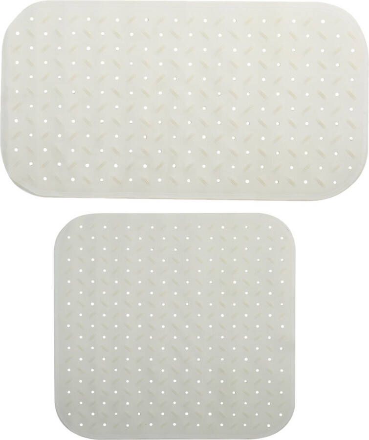 MSV Douche bad anti-slip matten set badkamer rubber 2x stuks wit 2 formaten