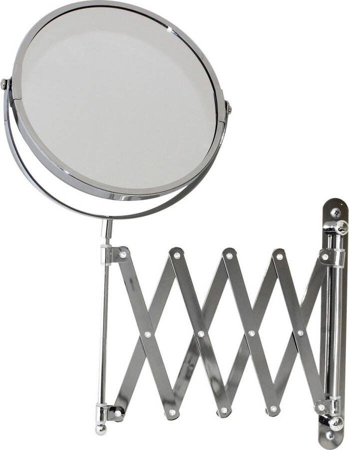 Spirella MSV Make-up spiegel 2-zijdig uitschuifbaar vanuit de wand chrome zilver dia 17 cm Make-up spiegeltjes