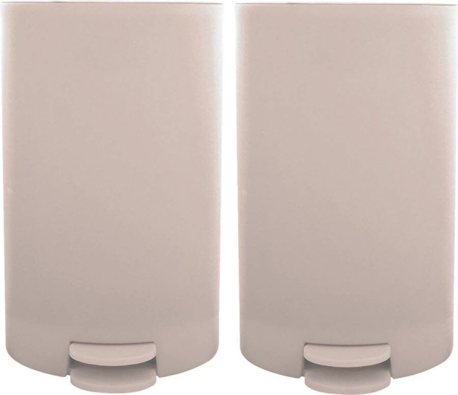Spirella MSV kleine pedaalemmer 2x kunststof beige 3L 15 x 27 cm Badkamer toilet Pedaalemmers