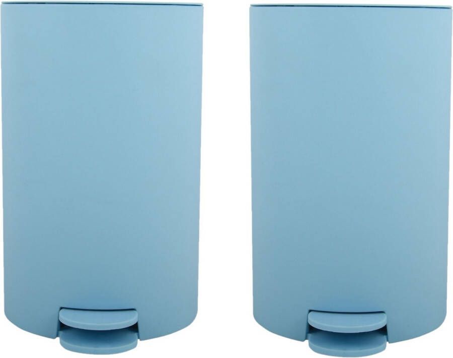 Spirella MSV kleine pedaalemmer 2x kunststof lichtblauw 3L 15 x 27 cm Badkamer toilet Pedaalemmers