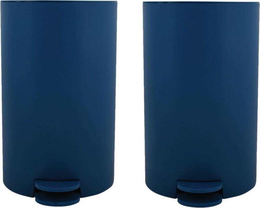 Spirella MSV kleine pedaalemmer 2x kunststof marine blauw 3L 15 x 27 cm Badkamer toilet Pedaalemmers