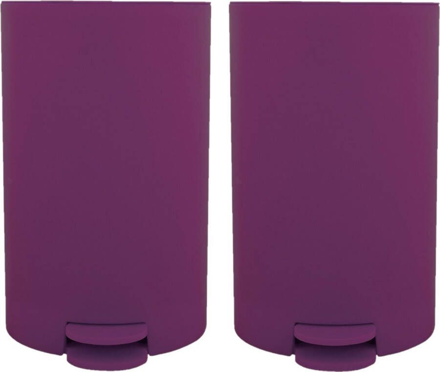 Spirella MSV kleine pedaalemmer 2x kunststof paars 3L 15 x 27 cm Badkamer toilet Pedaalemmers
