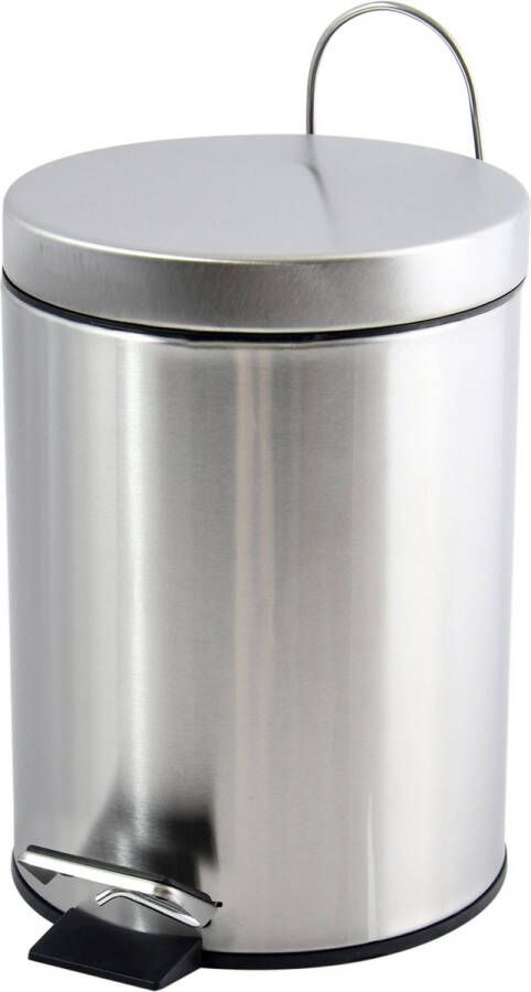 MSV Pedaalemmer rvs glans zilver 3L klein model 16 x 25 cm Badkamer toilet