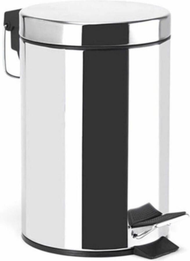 Spirella MSV kleine pedaalemmer rvs zilver 5L 20 x 27 cm Badkamer toilet Pedaalemmers