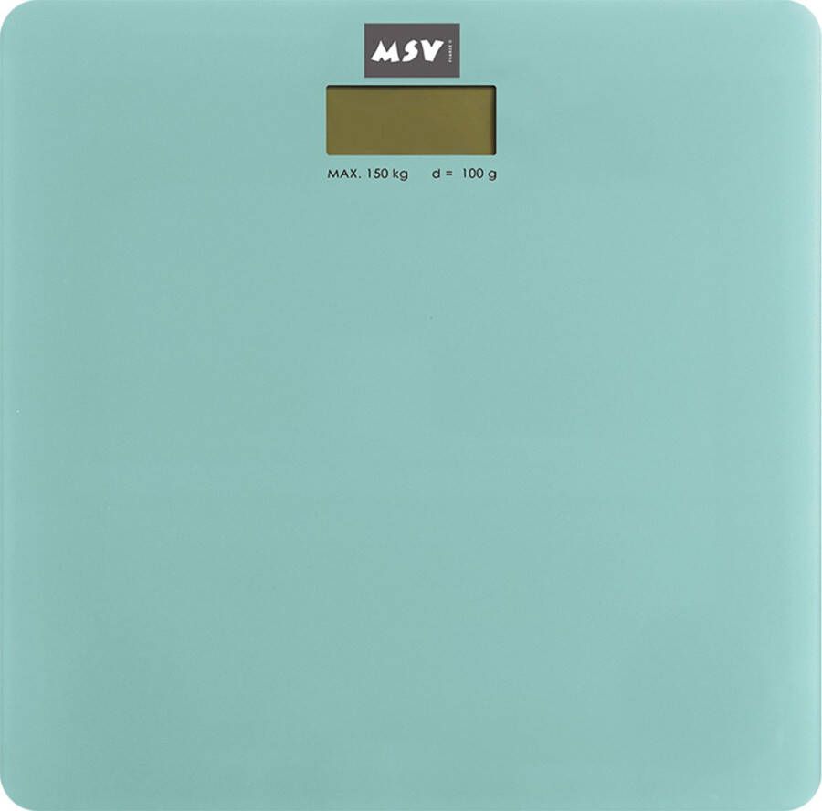 MSV Personen weegschaal mintgroen glas 30 x 30 cm digitaal personenweegschalen