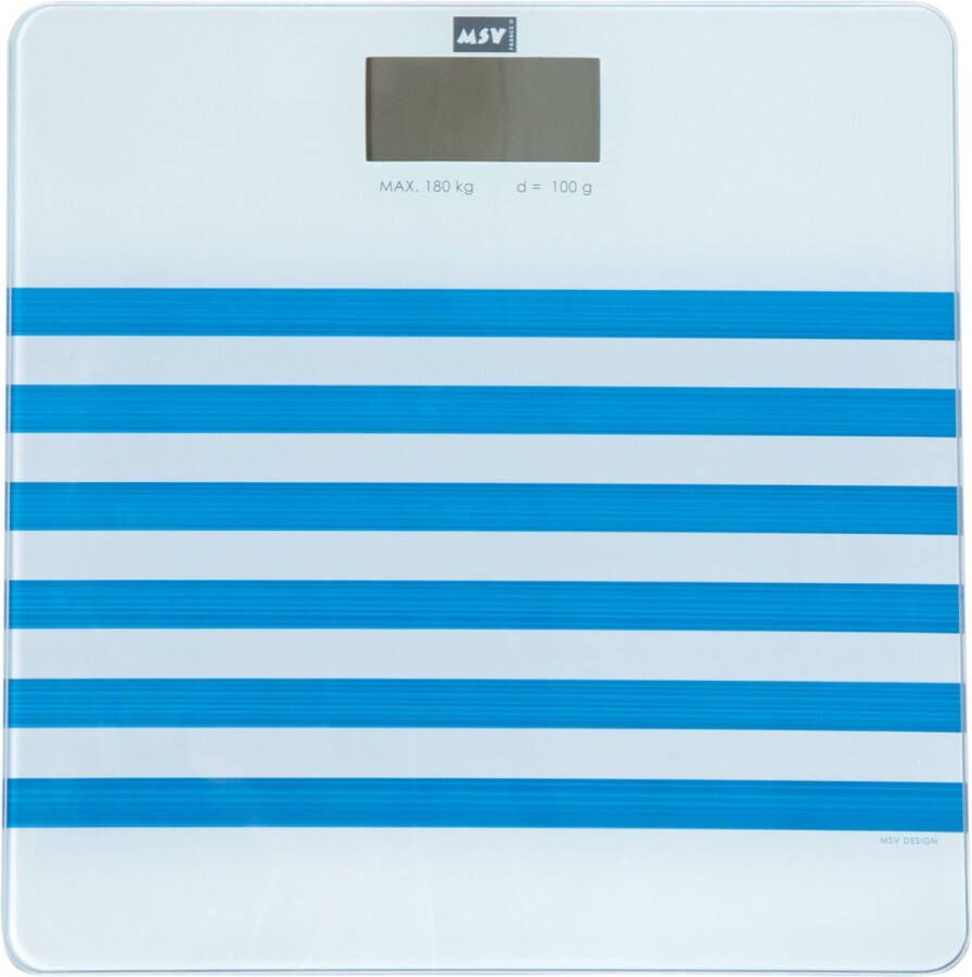 Spirella MSV Personen weegschaal wit blauw glas 29 x 29 cm digitaal Weegschalen