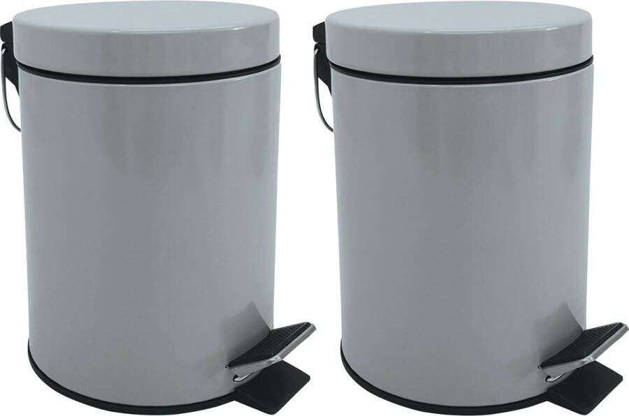 Spirella MSV Prullenbak pedaalemmer 2x metaal grijs 3 liter 17 x 25 cm Badkamer toilet Pedaalemmers
