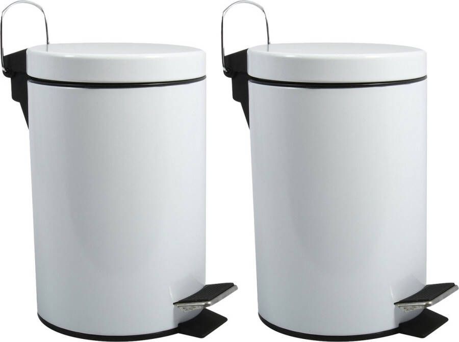 Spirella MSV Prullenbak pedaalemmer 2x metaal wit 5 liter 20 x 28 cm Badkamer toilet Pedaalemmers