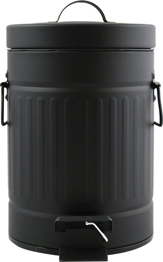 Spirella MSV Prullenbak pedaalemmer Industrial metaal zwart 3L 17 x 26 cm Badkamer toilet Pedaalemmers
