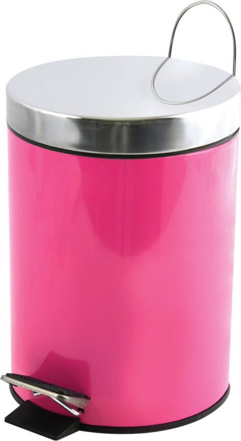 Spirella MSV Prullenbak pedaalemmer metaal fuchsia roze 3 liter 17 x 25 cm Badkamer toilet Pedaalemmers