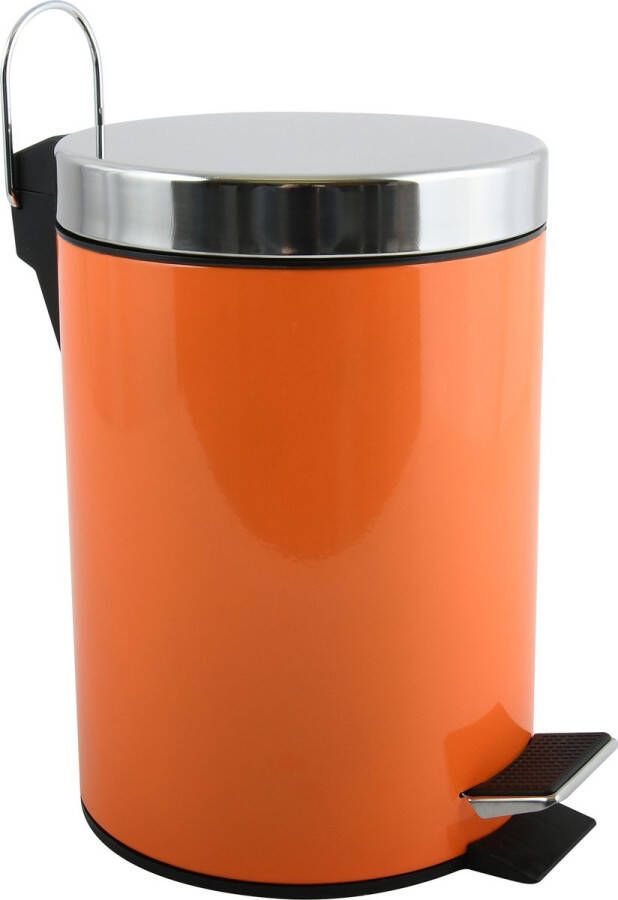 Spirella MSV Prullenbak pedaalemmer metaal oranje 3 liter 17 x 25 cm Badkamer toilet Pedaalemmers