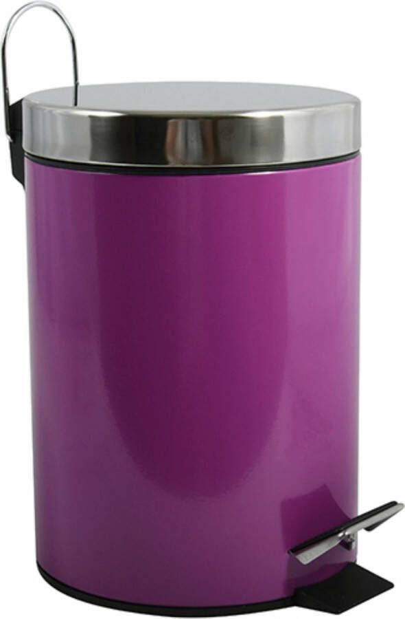 Spirella MSV Prullenbak pedaalemmer metaal paars 3 liter 17 x 25 cm Badkamer toilet Pedaalemmers