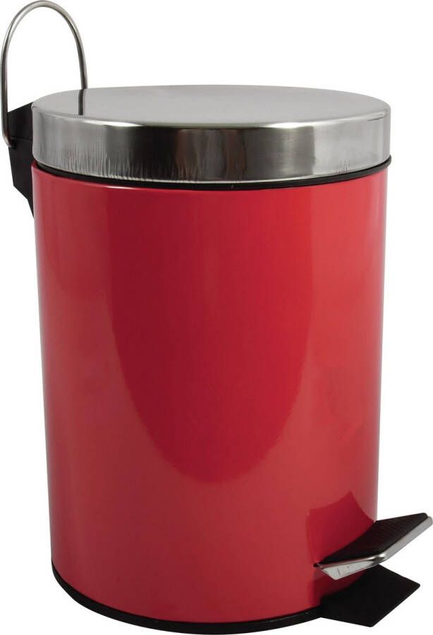 Spirella MSV Prullenbak pedaalemmer metaal rood 3 liter 17 x 25 cm Badkamer toilet Pedaalemmers