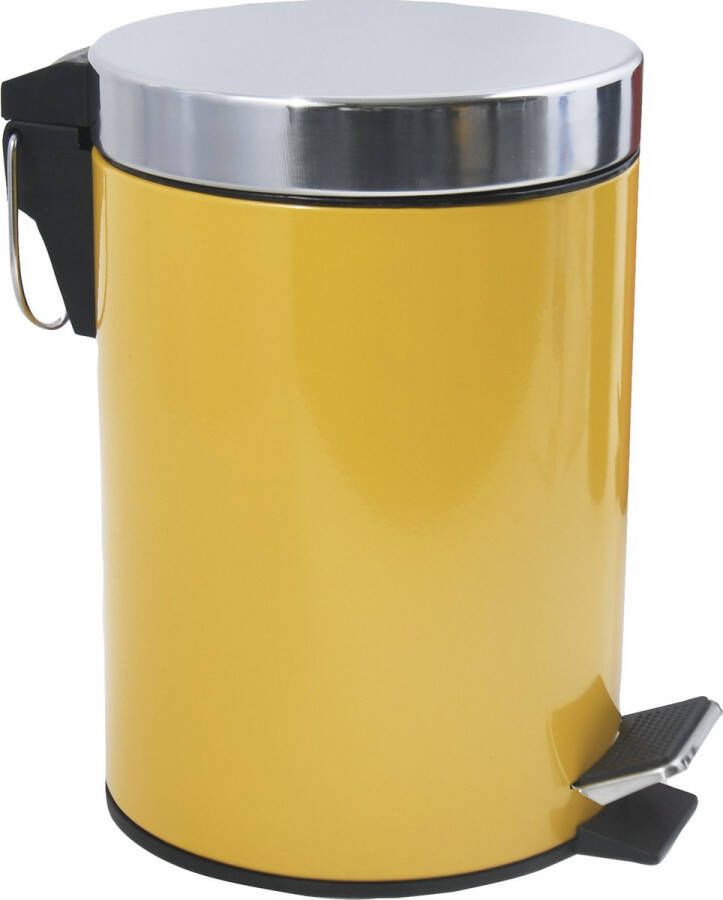 Spirella MSV Prullenbak pedaalemmer metaal saffraan geel 3 liter 17 x 25 cm Badkamer toilet Pedaalemmers