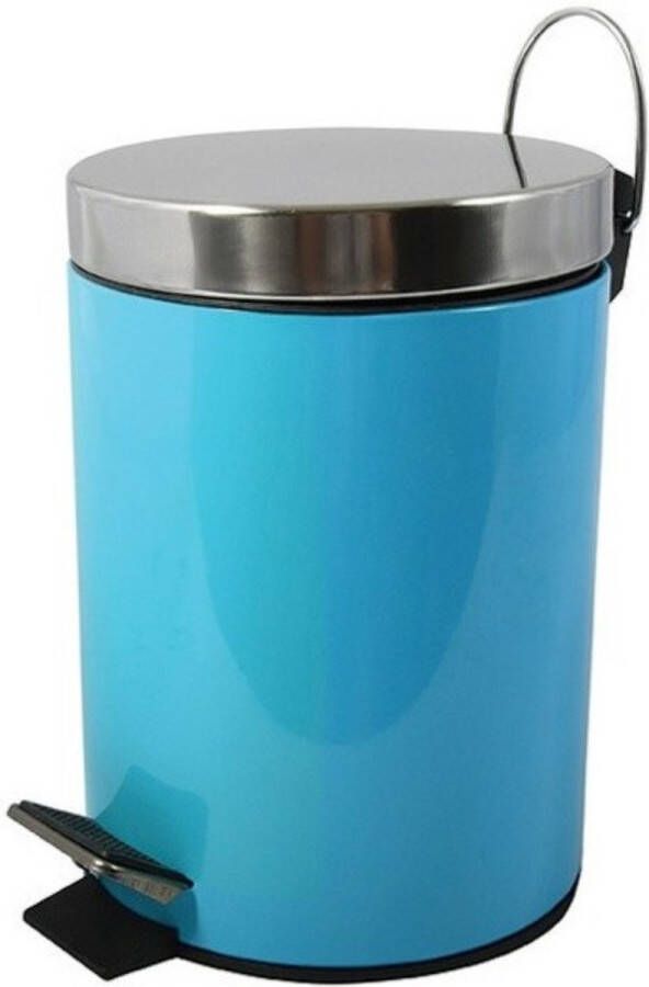 MSV Prullenbak pedaalemmer metaal turquoise blauw 3 liter 17 x 25 cm Badkamer toilet