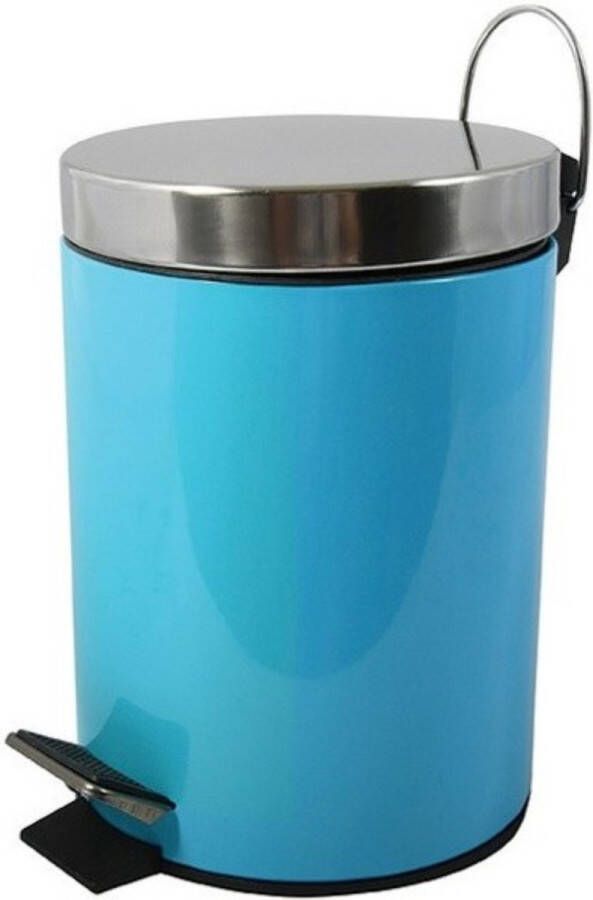 MSV Prullenbak pedaalemmer metaal turquoise blauw 5 liter 20 x 28 cm Badkamer toilet