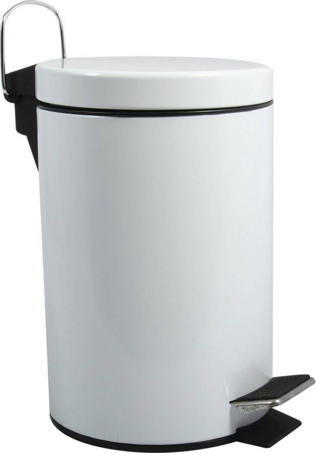 MSV Prullenbak pedaalemmer metaal wit 3 liter 17 x 25 cm Badkamer toilet