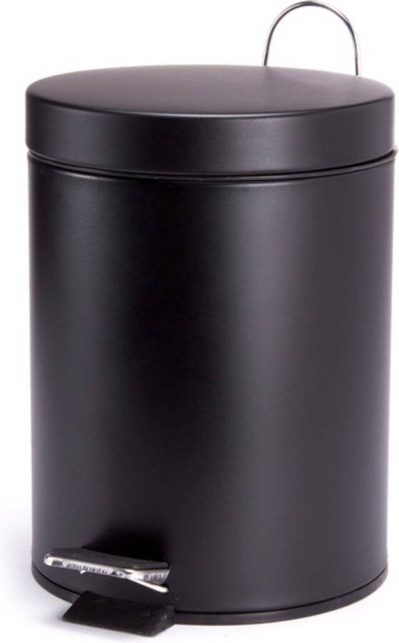 Spirella MSV Prullenbak pedaalemmer metaal zwart 5 liter 20 x 28 cm Badkamer toilet Pedaalemmers