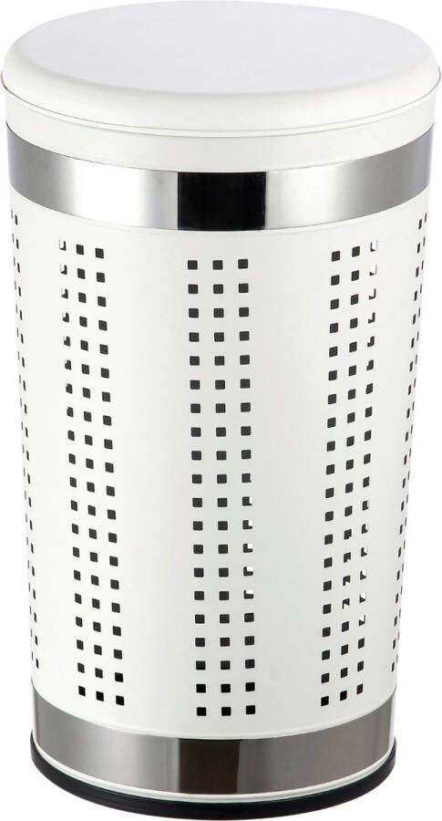 Spirella MSV Wasmand Dubai- rvs metaal witte deksel 46 liter compartiment 35 x 60 cm Wasmanden