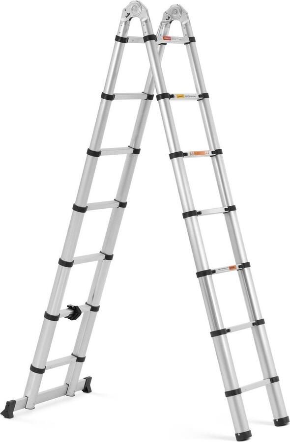 MSW Opvouwbare telescopische ladder 14 treden aluminium hoogte: 0.88 2.13 4.40 m