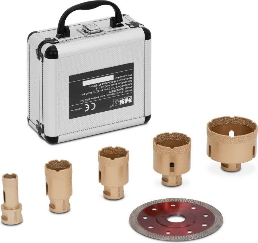 MSW Set diamantboren voor haakse slijpers 20 35 40 50 68 mm diamantdoorslijpschijf 115 mm