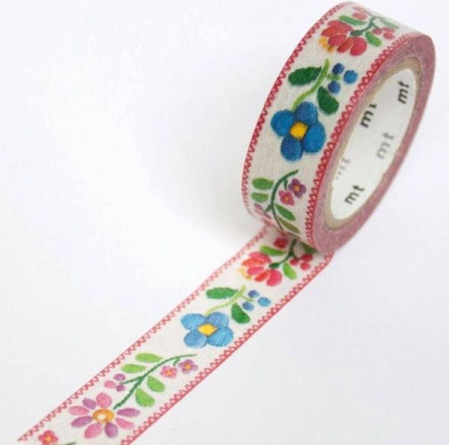 MT Mas king tape embroidery 10 m x 1 5 cm. Washi Tape met bloemen