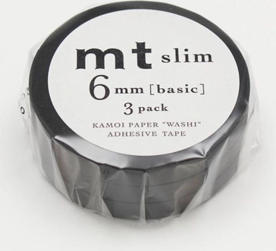 MT Masking tape MT washi tape matte black 6 mm 3 rollen Masking Tape Zwart