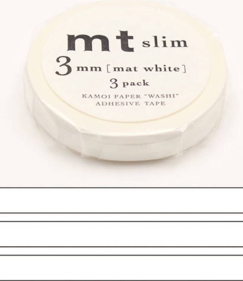 MT Masking tape slim set matte white 3 rollen 3 mm x 7 meter Washi Tape Wit Smal wit plakband