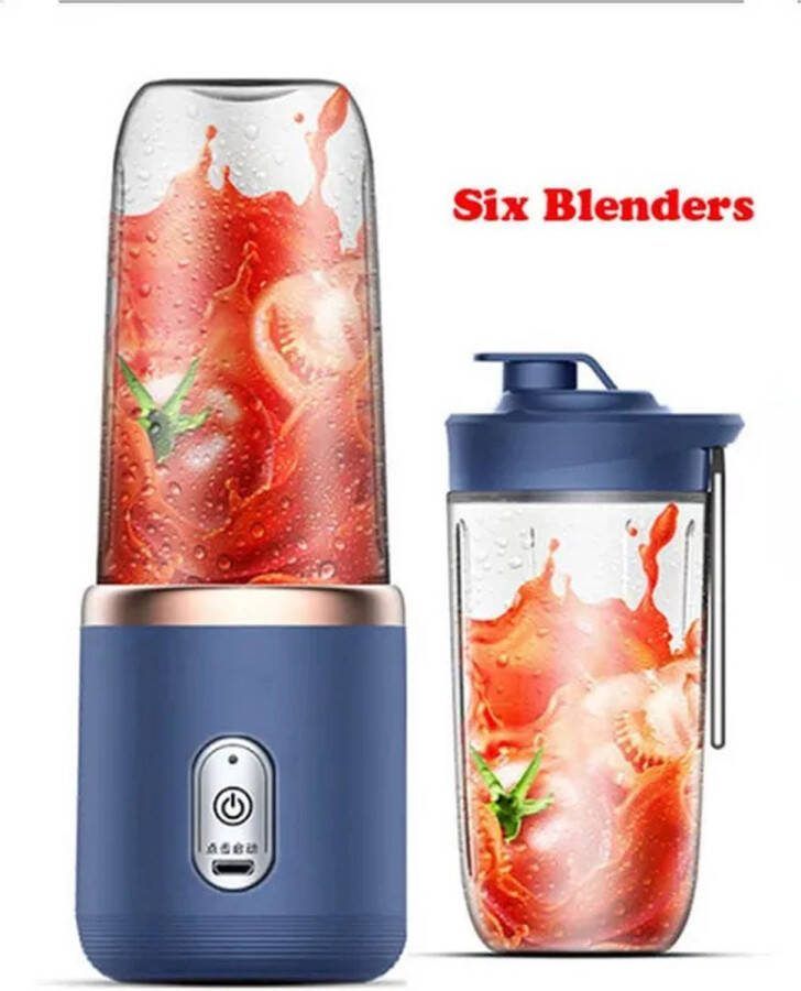 MT Products MT s Mini Blender Smoothie Maker Draadloos Draagbaar USB Oplader 400ML Extra Beker Blauw