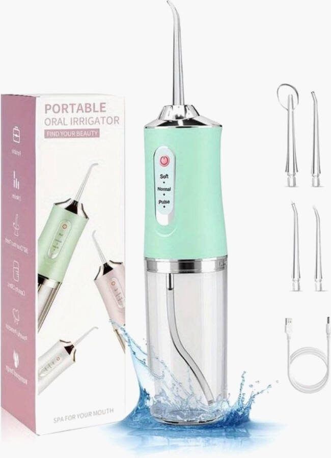 MT Products Professionele Waterflosser- Draadloze Monddouche Water Flosser 3 Modus Oplaadbaar USB Groen