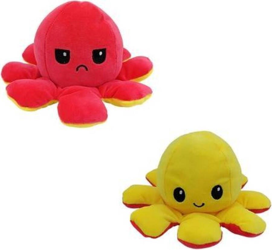MTCE Octopus knuffel Omkeerbaar Mood Knuffel Mood Octopus Zachte knuffel Pluche TikTok Kleur : Rood Geel