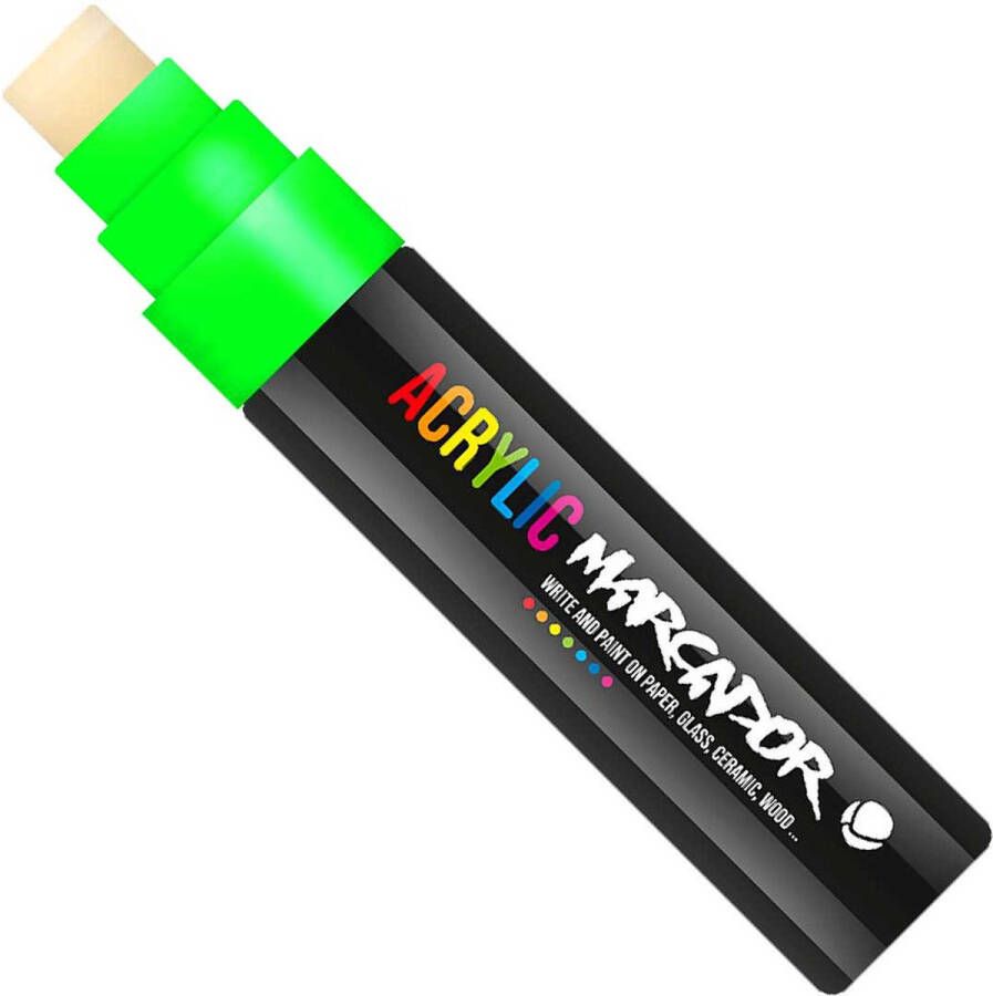 Mtn Acrylic Marcador Verfstift brede punt van 15 mm permanent Neon Groen